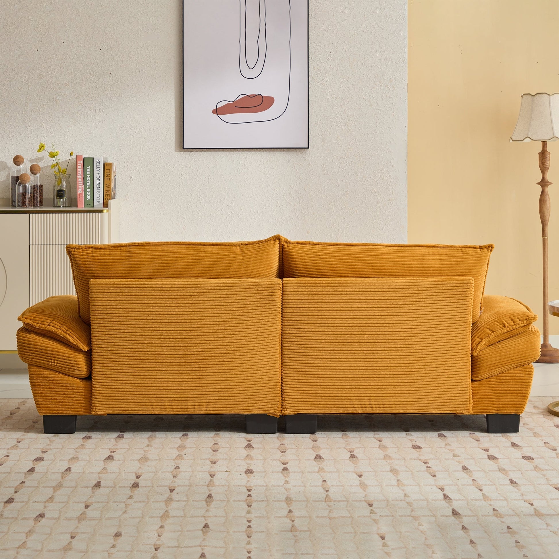 Corduroy Sofa Sleeper Couch Loveseat Sofa with Pillows Comfy Upholstered (W676P184141) - Direct Wicker