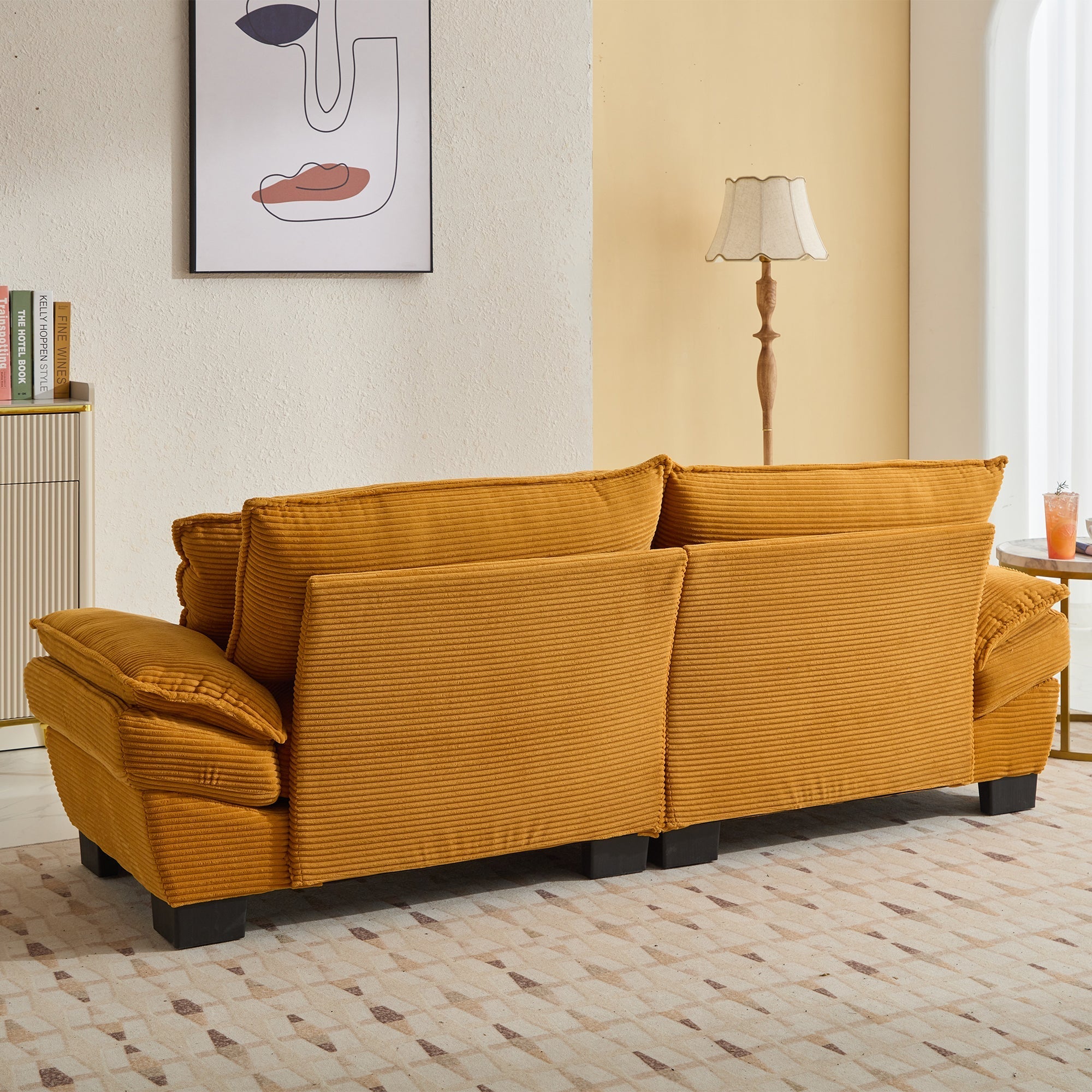 Corduroy Sofa Sleeper Couch Loveseat Sofa with Pillows Comfy Upholstered (W676P184141) - Direct Wicker