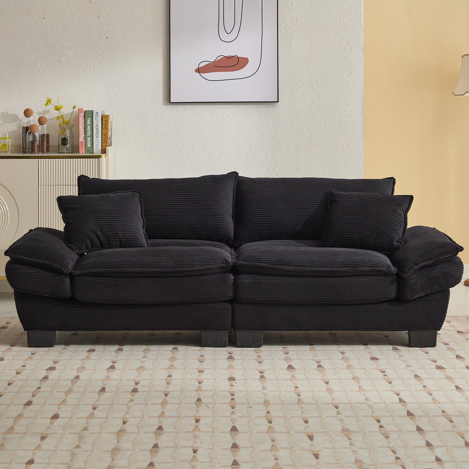 Corduroy Sofa Sleeper Couch Loveseat Sofa with Pillows (W676P184130) - Direct Wicker