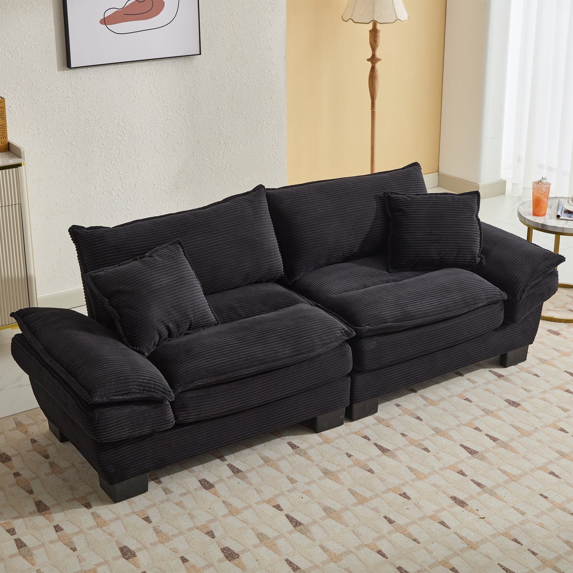 Corduroy Sofa Sleeper Couch Loveseat Sofa with Pillows (W676P184130) - Direct Wicker