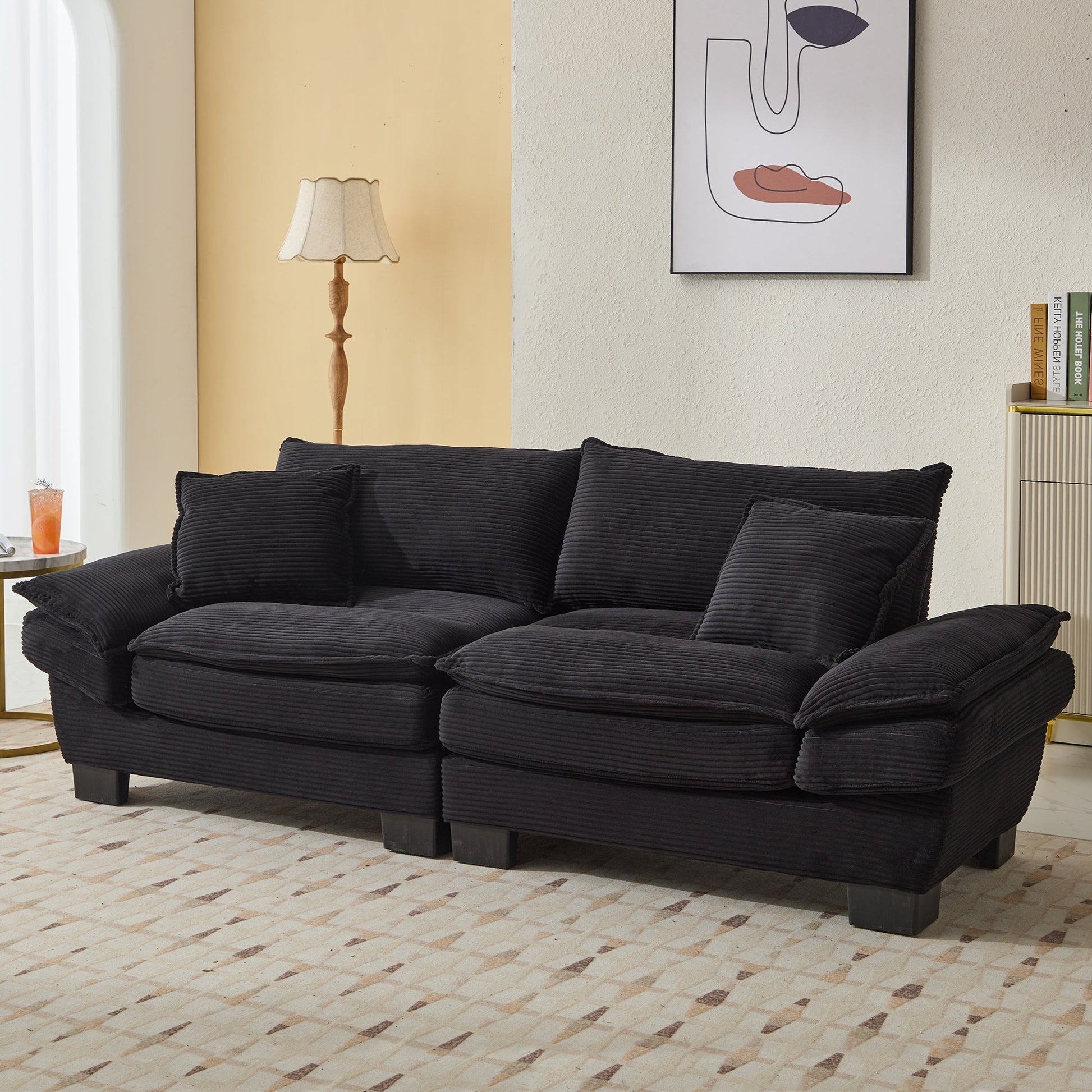 Corduroy Sofa Sleeper Couch Loveseat Sofa with Pillows (W676P184130) - Direct Wicker