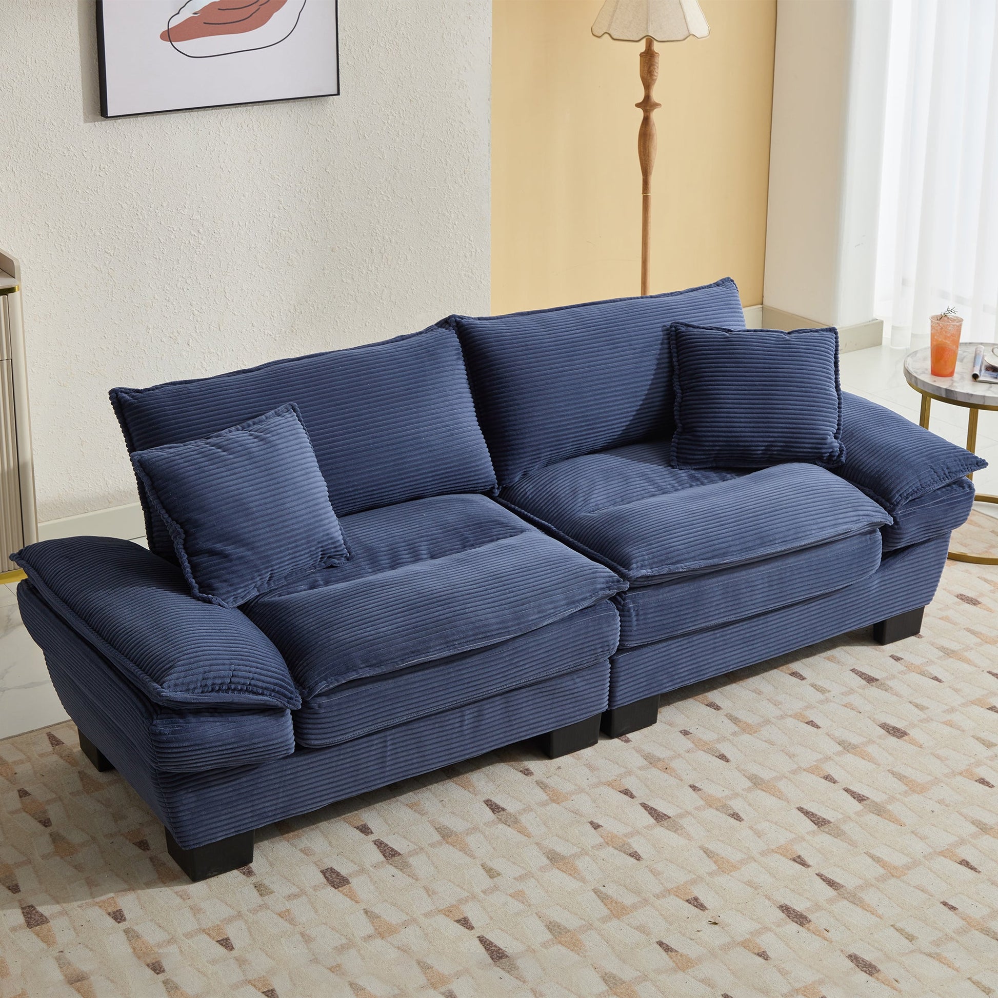 Corduroy Sofa Sleeper Couch Loveseat Sofa with Pillows (W676P184142) - Direct Wicker