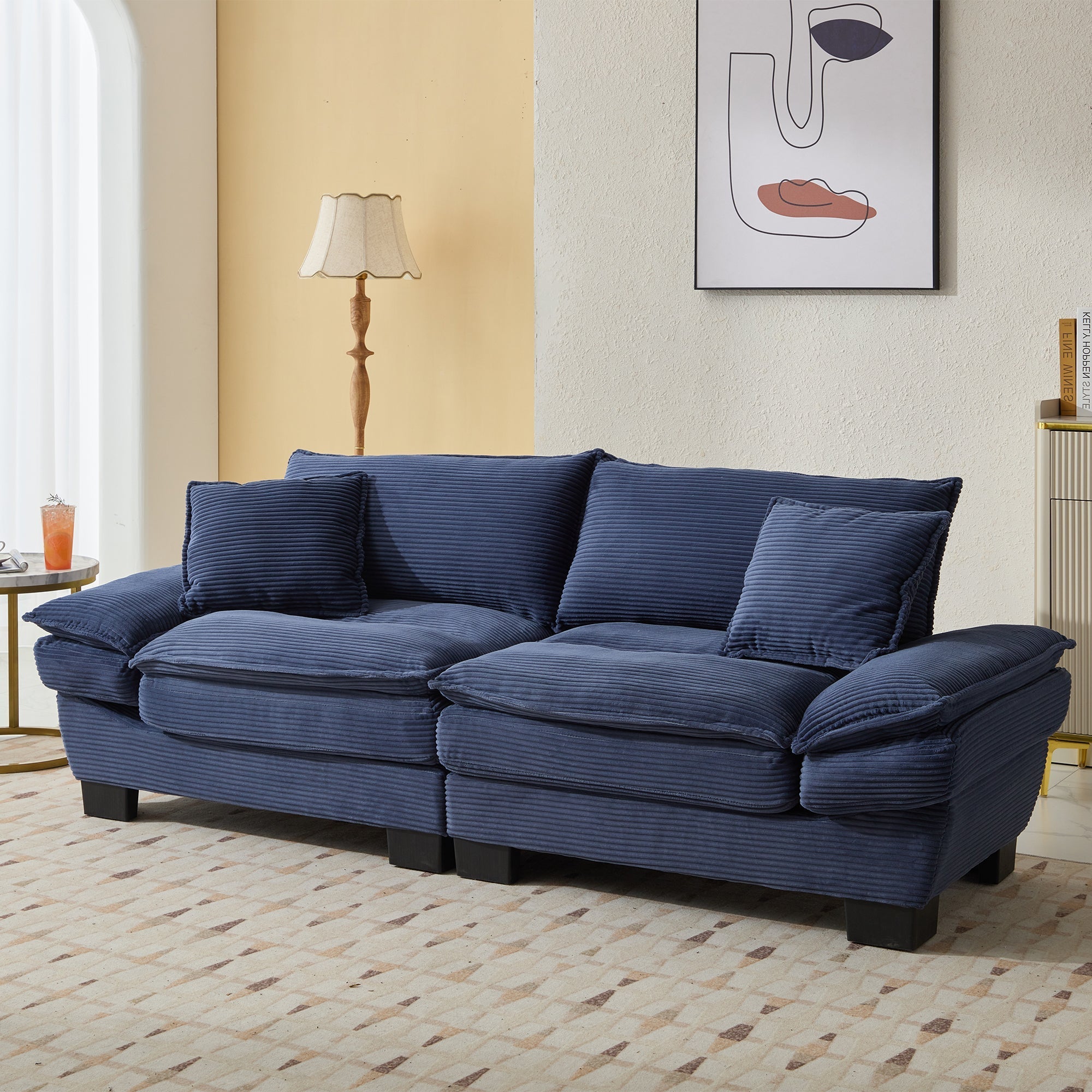 Corduroy Sofa Sleeper Couch Loveseat Sofa with Pillows (W676P184142) - Direct Wicker