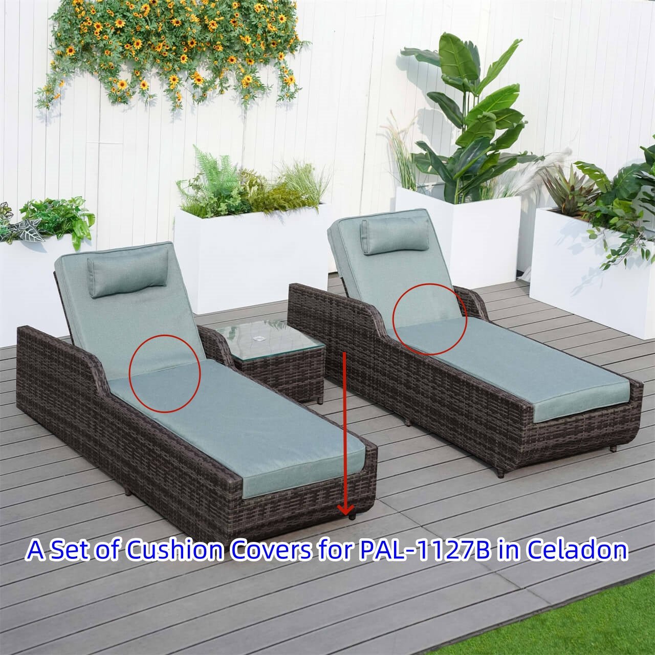 Cushion Covers for Outdoor Chaise Lounge (PAL - 1127B) - Direct Wicker