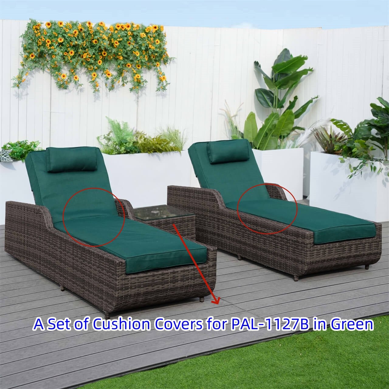 Cushion Covers for Outdoor Chaise Lounge (PAL - 1127B) - Direct Wicker