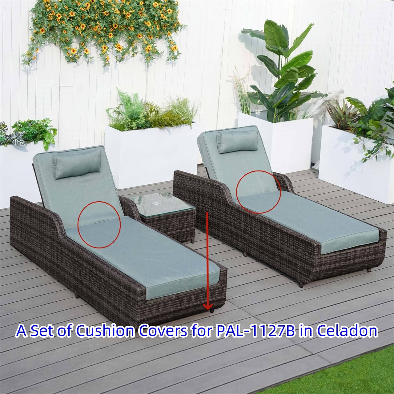 Cushion Covers for Outdoor Chaise Lounge (PAL - 1127B) - Direct Wicker