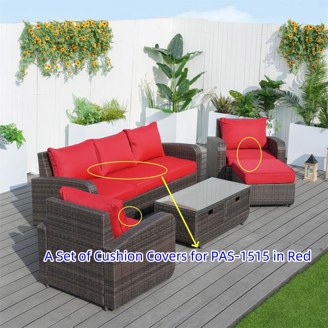 Cushion Covers for Outdoor Conversation Sofa Set (PAS - 1515 - Cushion Covers) - Direct Wicker
