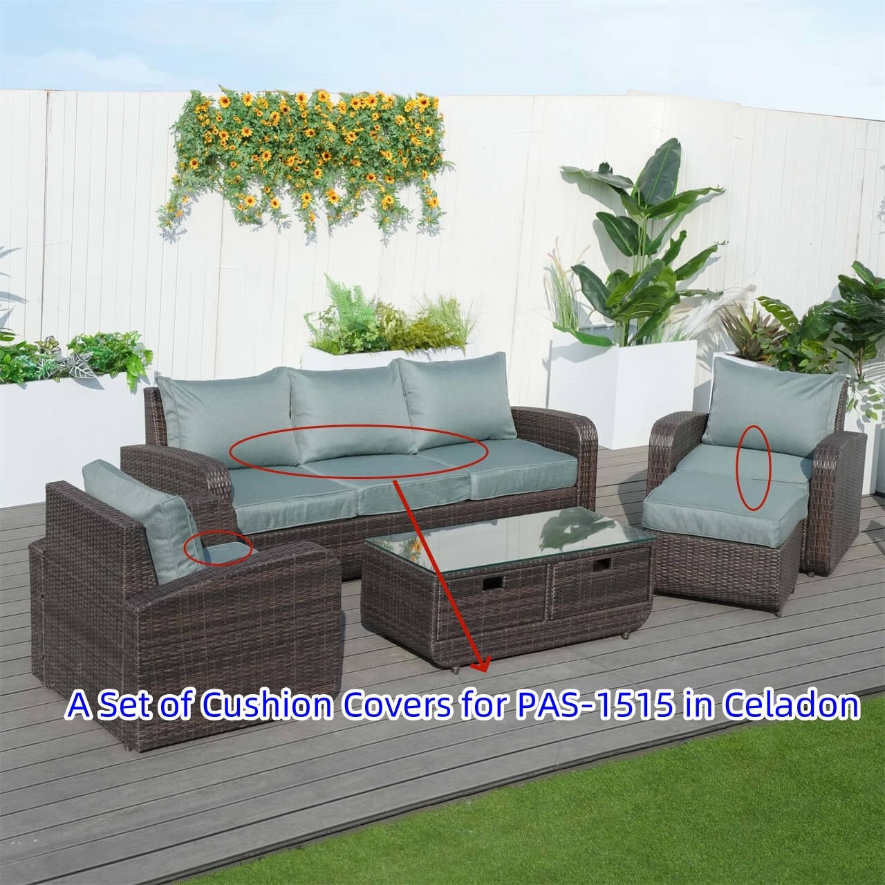 Cushion Covers for Outdoor Conversation Sofa Set (PAS - 1515 - Cushion Covers) - Direct Wicker
