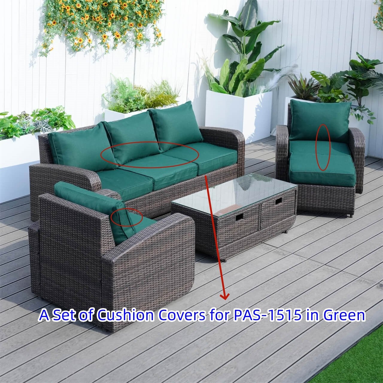 Cushion Covers for Outdoor Conversation Sofa Set (PAS - 1515 - Cushion Covers) - Direct Wicker