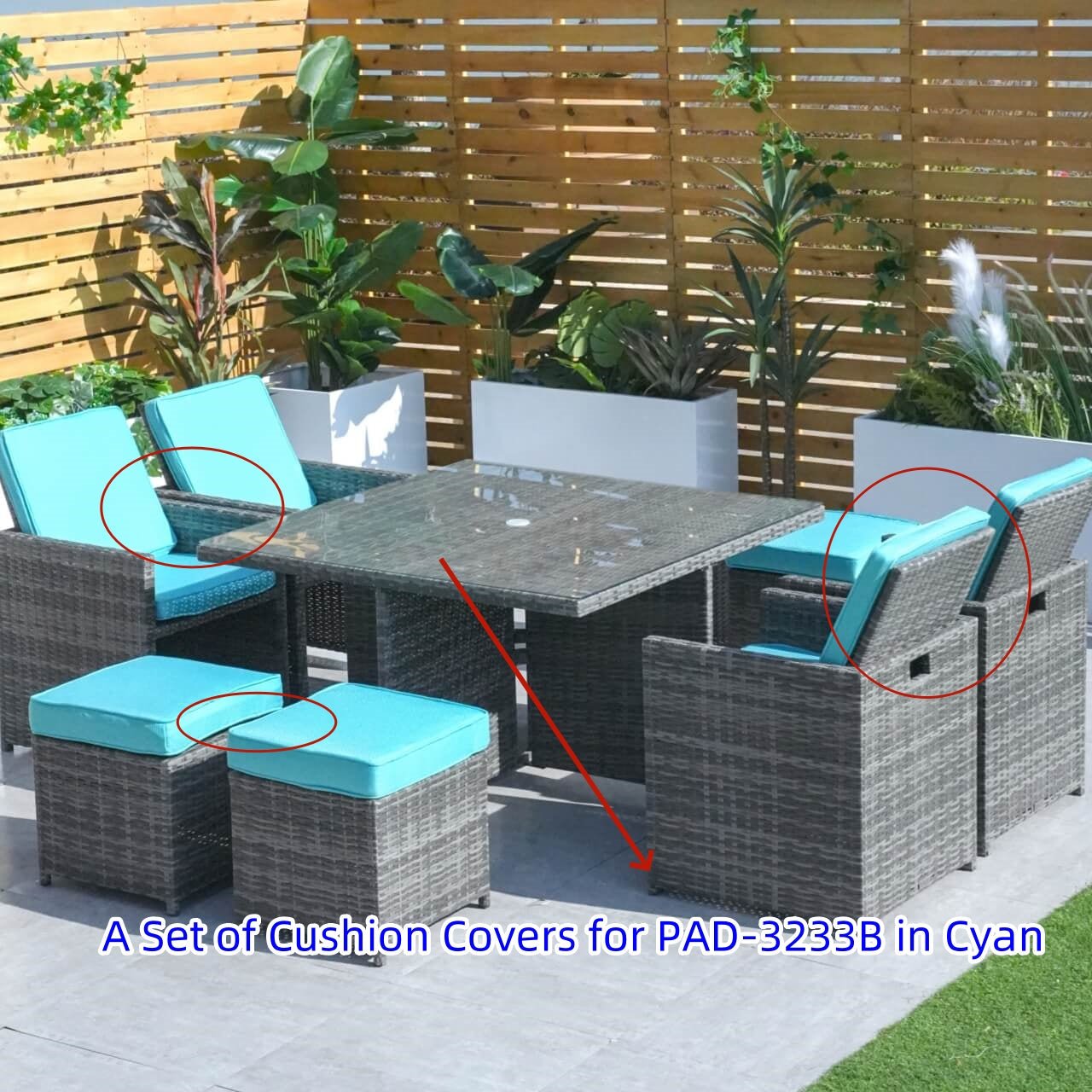 Cushion Covers for Patio Dining Set (PAD - 3233B - Cushion - Covers) - Direct Wicker
