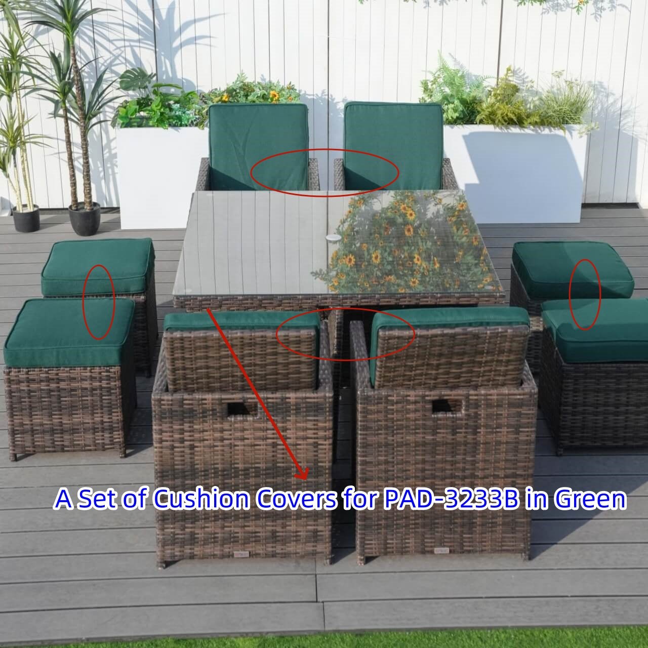Cushion Covers for Patio Dining Set (PAD - 3233B - Cushion - Covers) - Direct Wicker