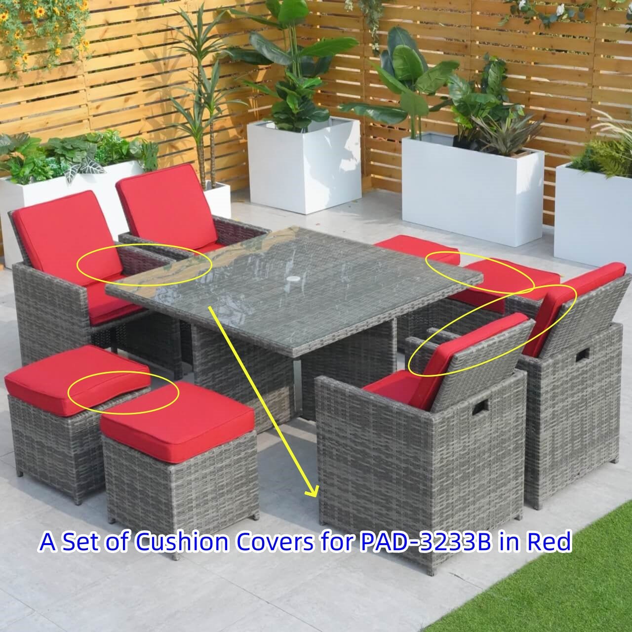 Cushion Covers for Patio Dining Set (PAD - 3233B - Cushion - Covers) - Direct Wicker