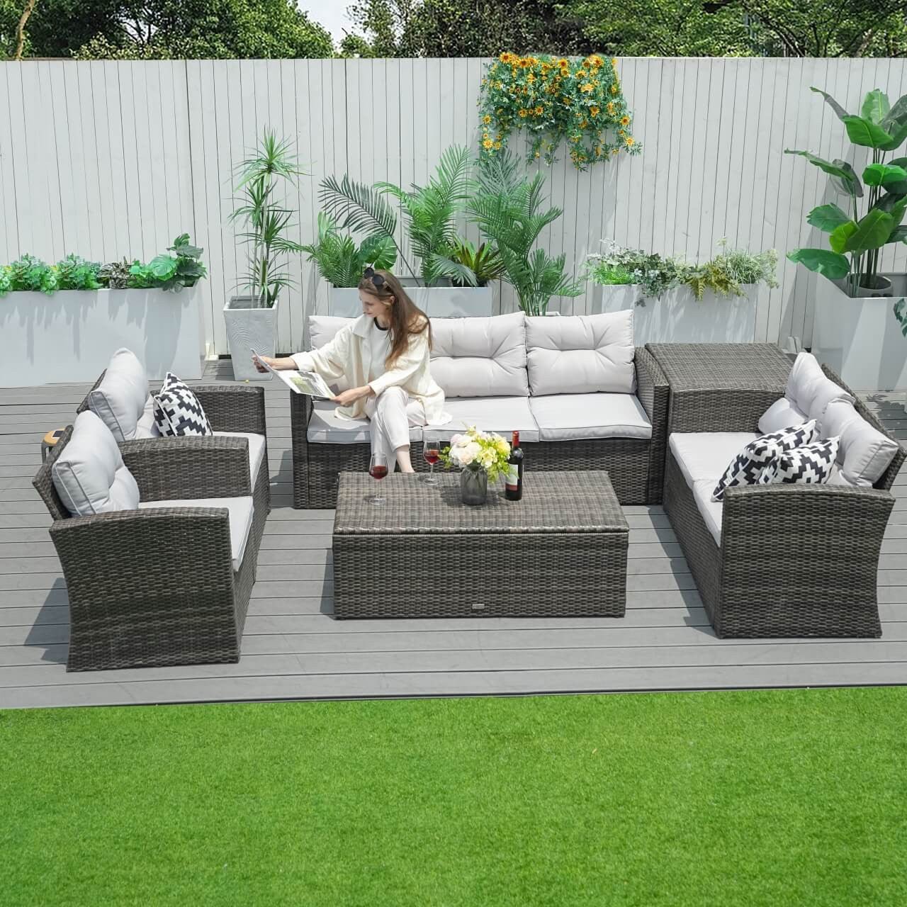 Cushions for Direct Wicker's 7 Seats Outdoor Conversation Set (PAS - 1503 - Set - Cushions) - Direct Wicker