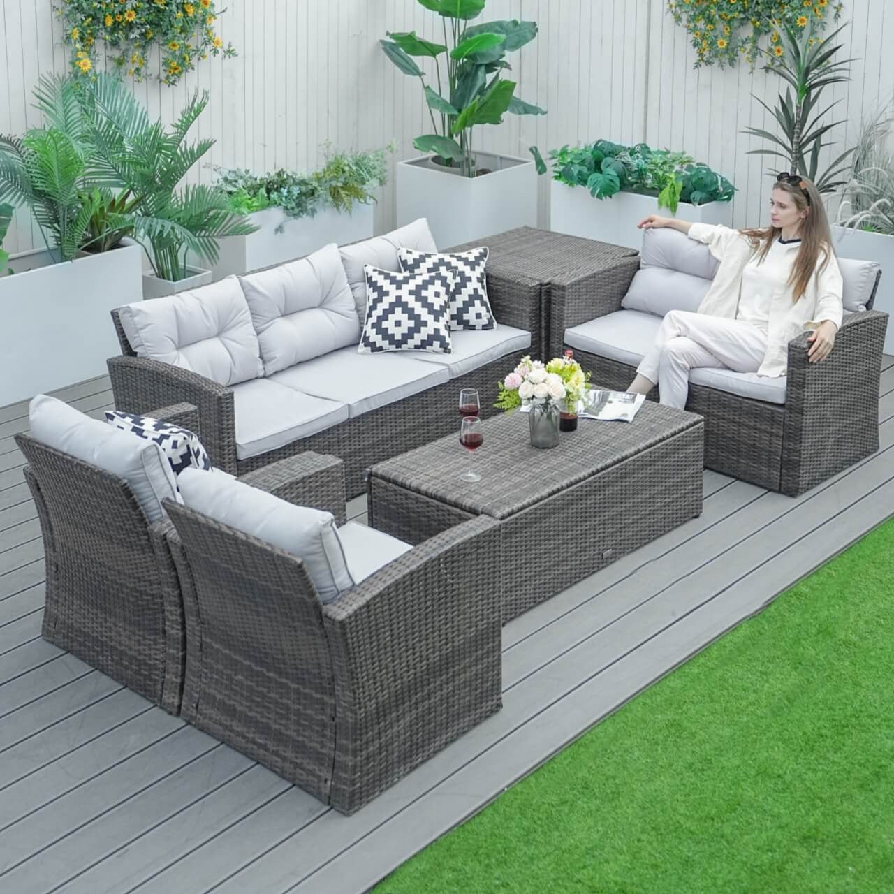 Cushions for Direct Wicker's 7 Seats Outdoor Conversation Set (PAS - 1503 - Set - Cushions) - Direct Wicker