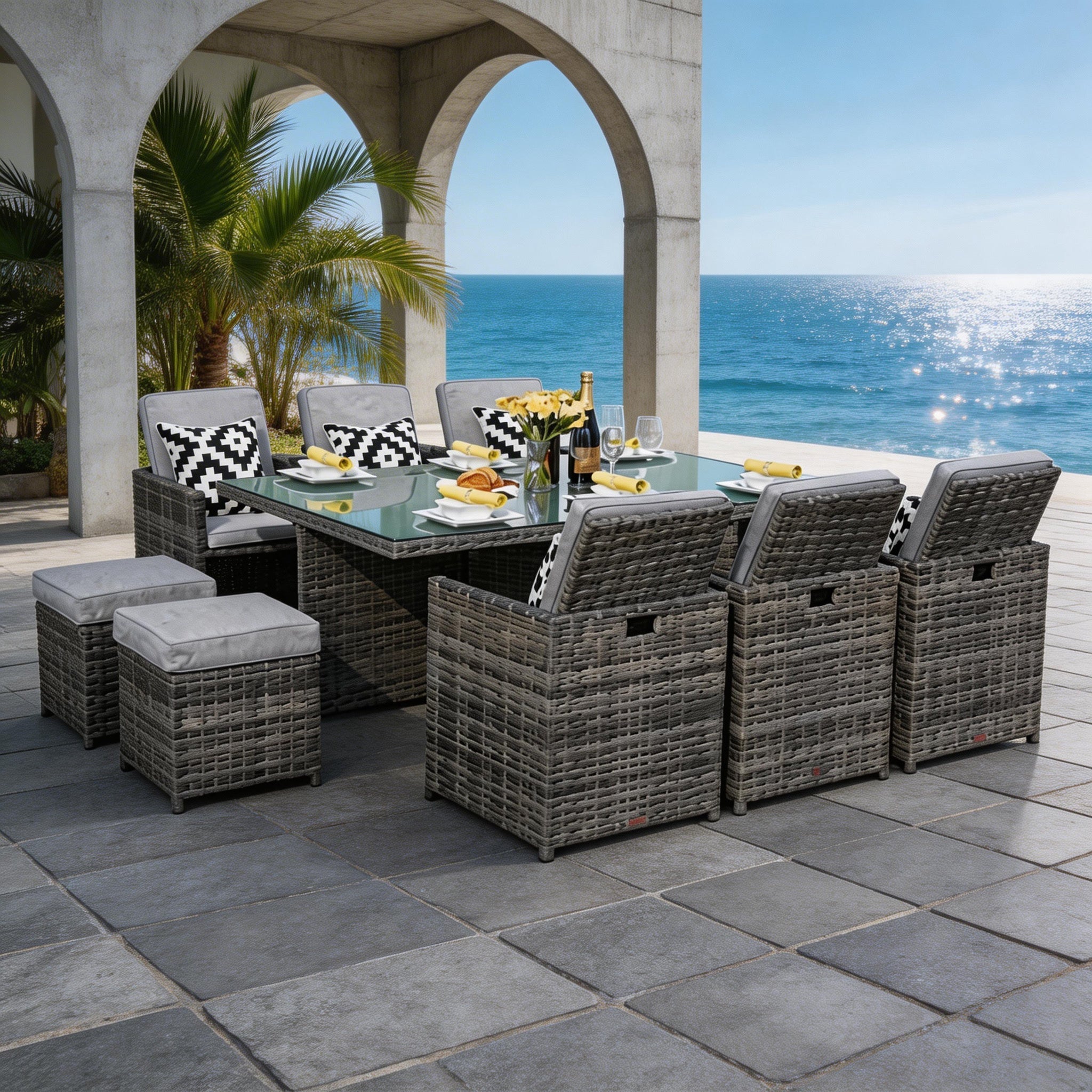 Customer Order: Carmel 6-Seater Cube Outdoor Dining Set (PAD-3234) - Direct Wicker