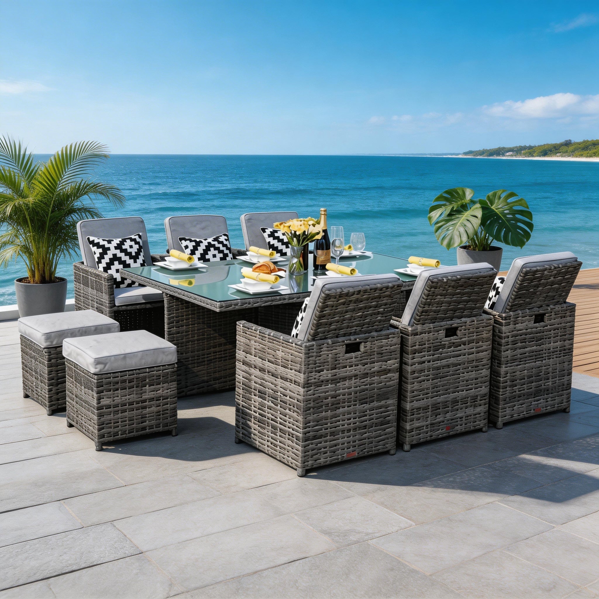 Customer Order: Carmel 6-Seater Cube Outdoor Dining Set (PAD-3234) - Direct Wicker