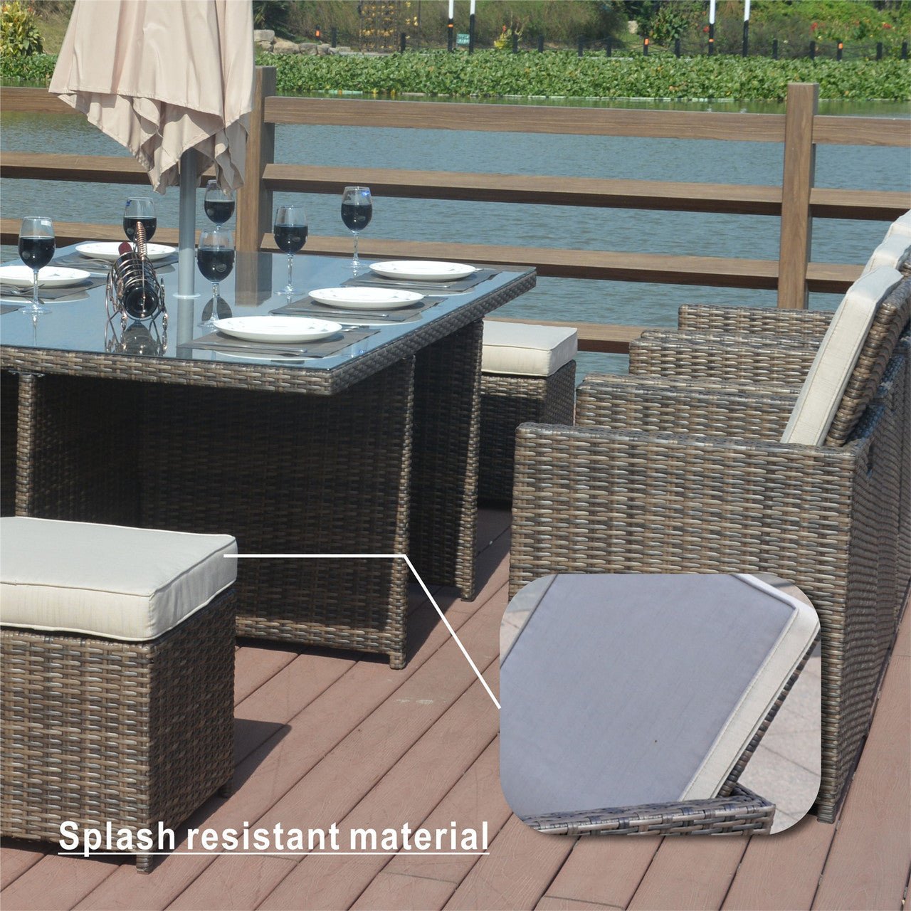 Customer Order: Carmel 6-Seater Cube Outdoor Dining Set (PAD-3234) - Direct Wicker