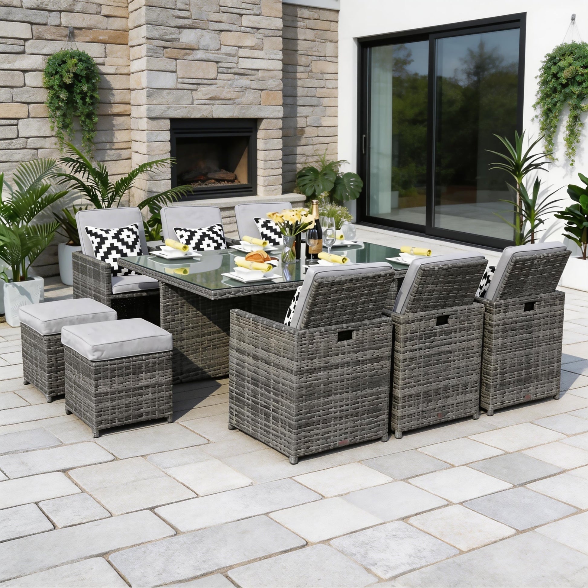 Customer Order: Carmel 6-Seater Cube Outdoor Dining Set (PAD-3234) - Direct Wicker