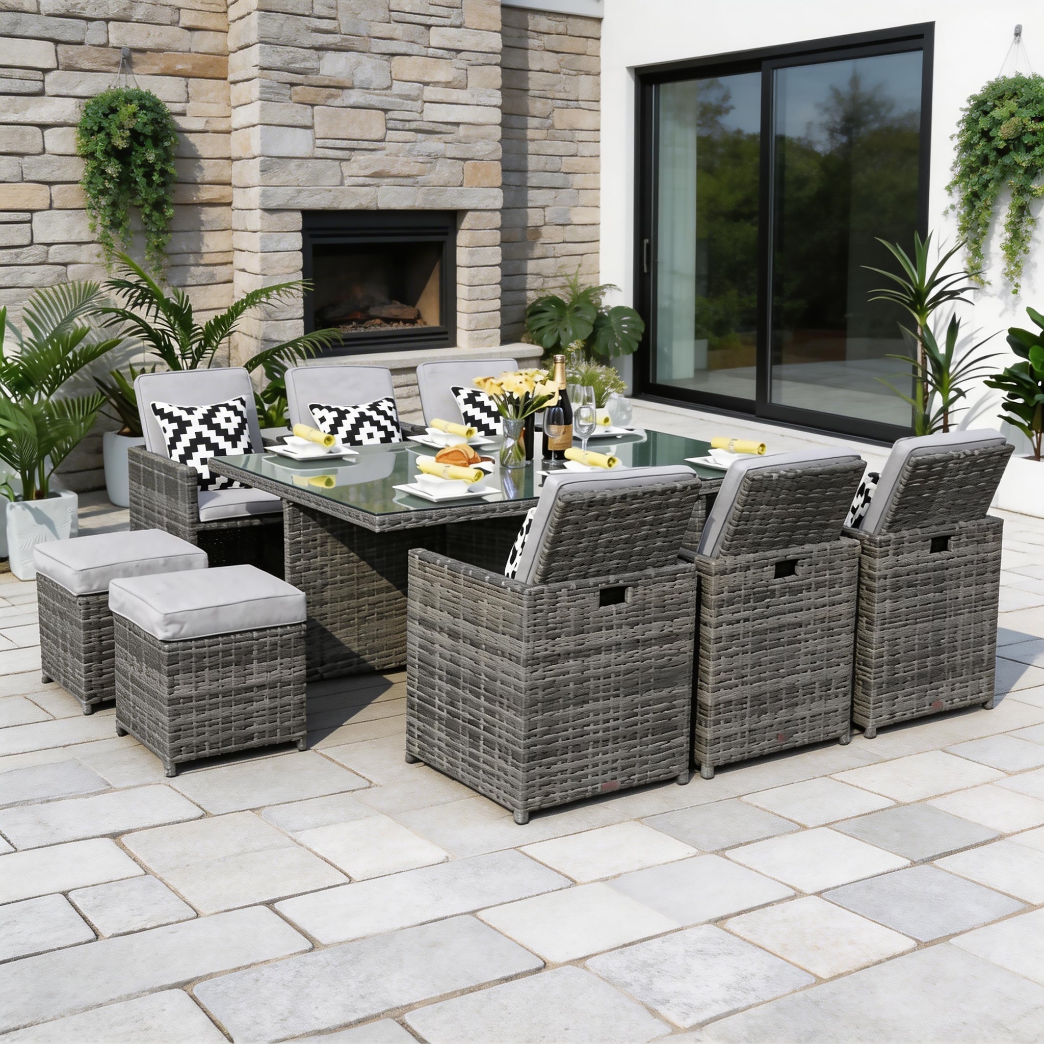 Customer Order: Carmel 6-Seater Cube Outdoor Dining Set (PAD-3234) - Direct Wicker