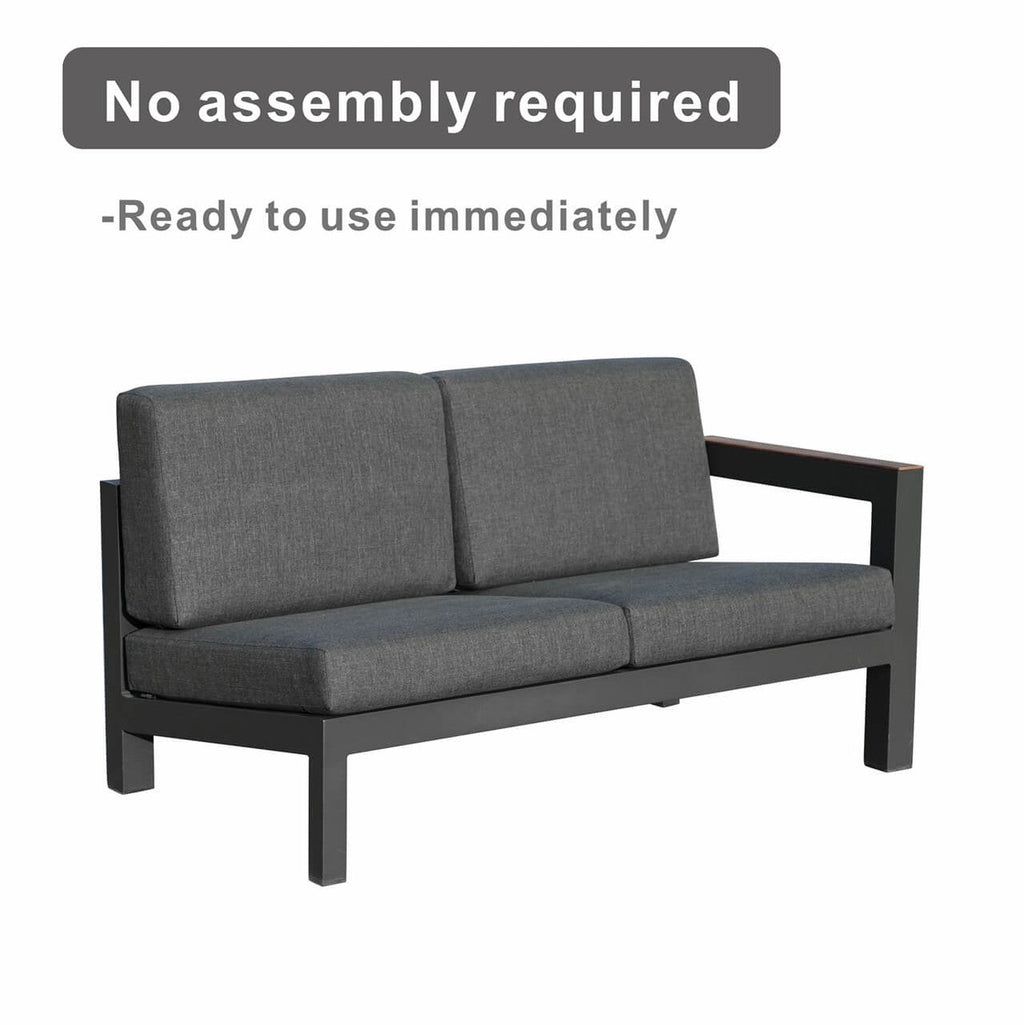Dark Gray 8 - Piece Aluminum Patio Seating Sofa Set with Plush Cushions (PAS - 2327+2326+2326/7 - T) - Direct Wicker
