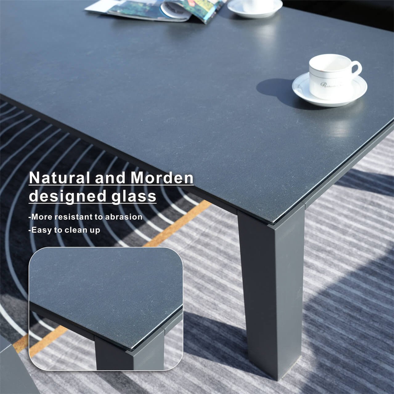 Dark Gray 8 - Piece Aluminum Patio Seating Sofa Set with Plush Cushions (PAS - 2327+2326+2326/7 - T) - Direct Wicker