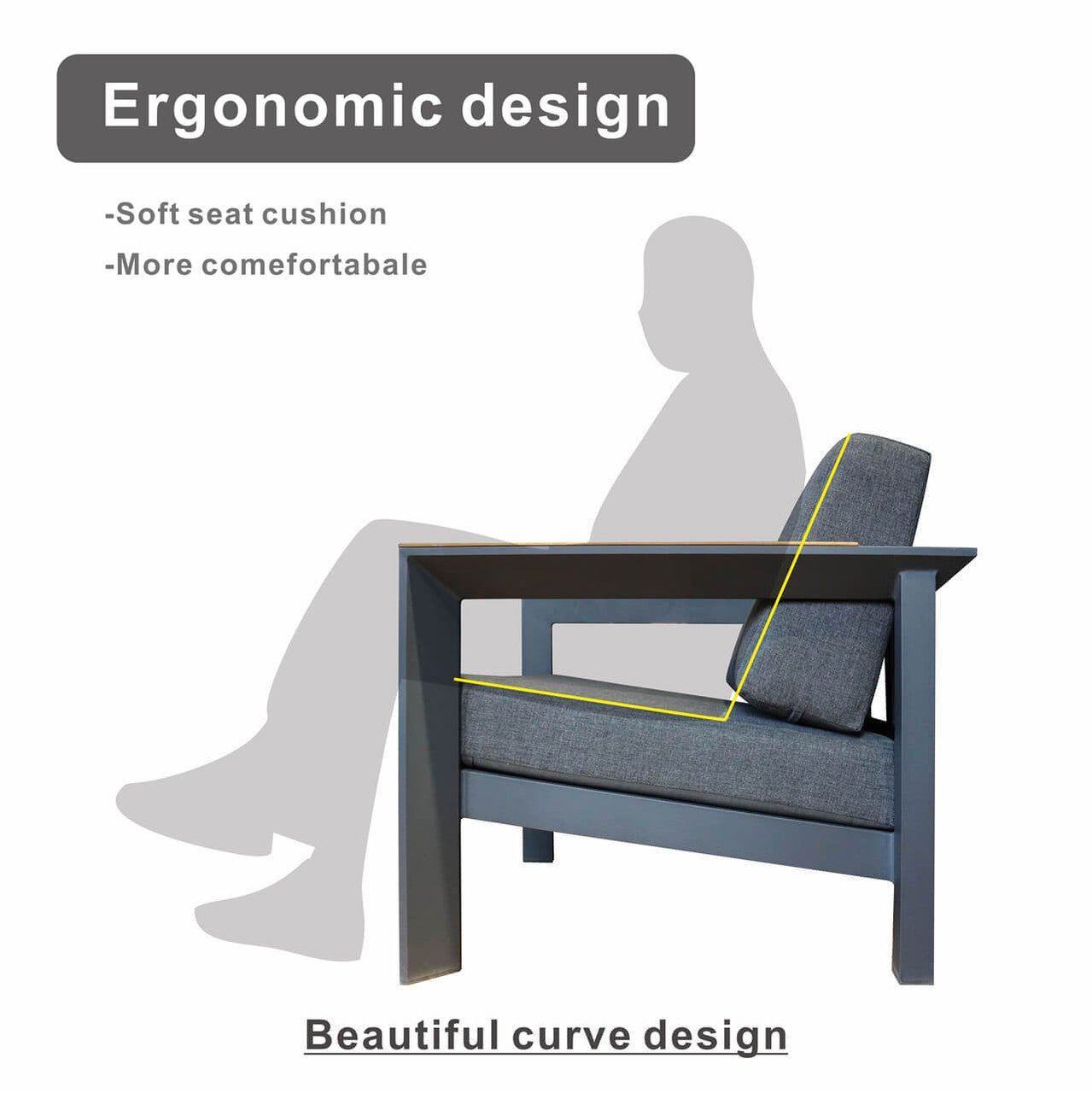 Dark Gray 8 - Piece Aluminum Patio Seating Sofa Set with Plush Cushions (PAS - 2327+2326+2326/7 - T) - Direct Wicker