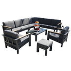 Dark Gray 8 - Piece Aluminum Patio Seating Sofa Set with Plush Cushions (PAS - 2327+2326+2326/7 - T) - Direct Wicker