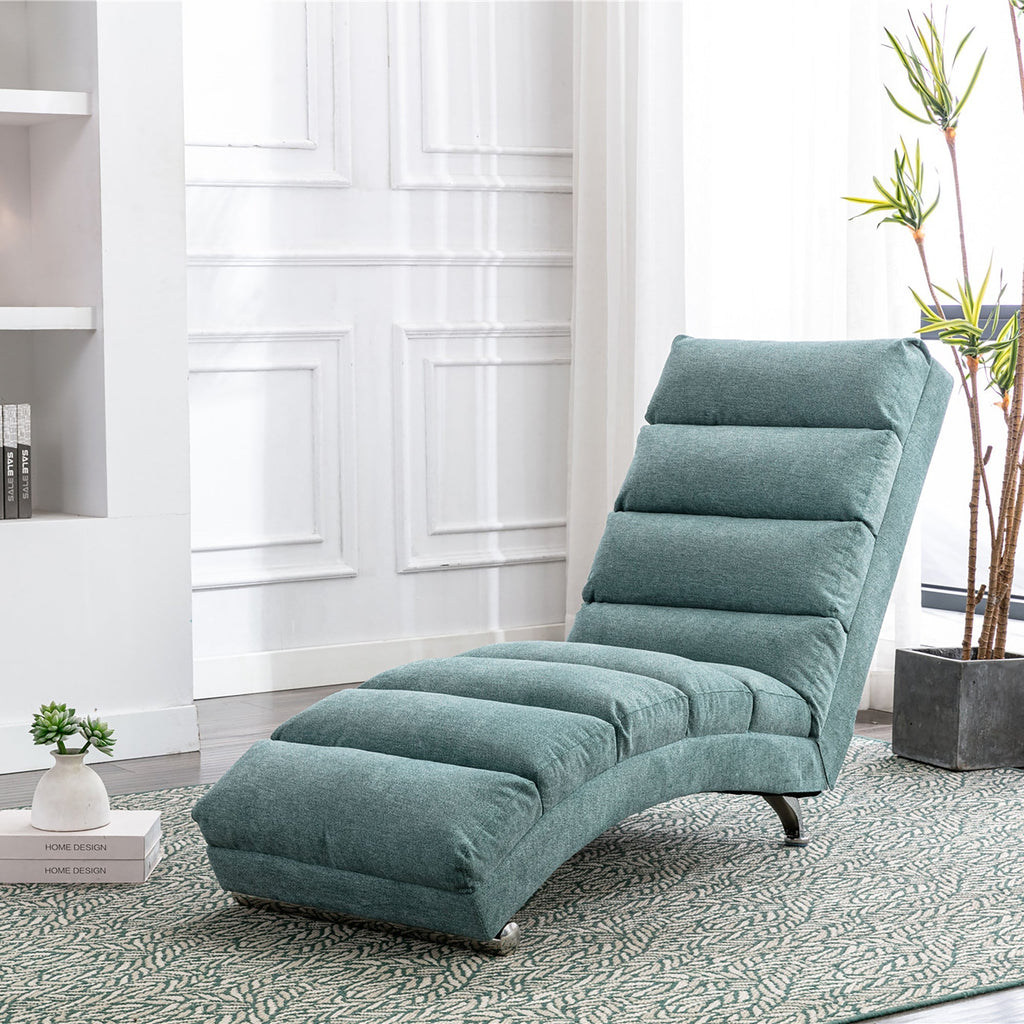 Ergonomic Electric Massage Chaise Lounge with Remote Control, Teal Linen Upholstery (W39539623) - Direct Wicker