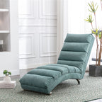 Ergonomic Electric Massage Chaise Lounge with Remote Control, Teal Linen Upholstery (W39539623) - Direct Wicker