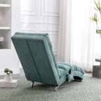 Ergonomic Electric Massage Chaise Lounge with Remote Control, Teal Linen Upholstery (W39539623) - Direct Wicker