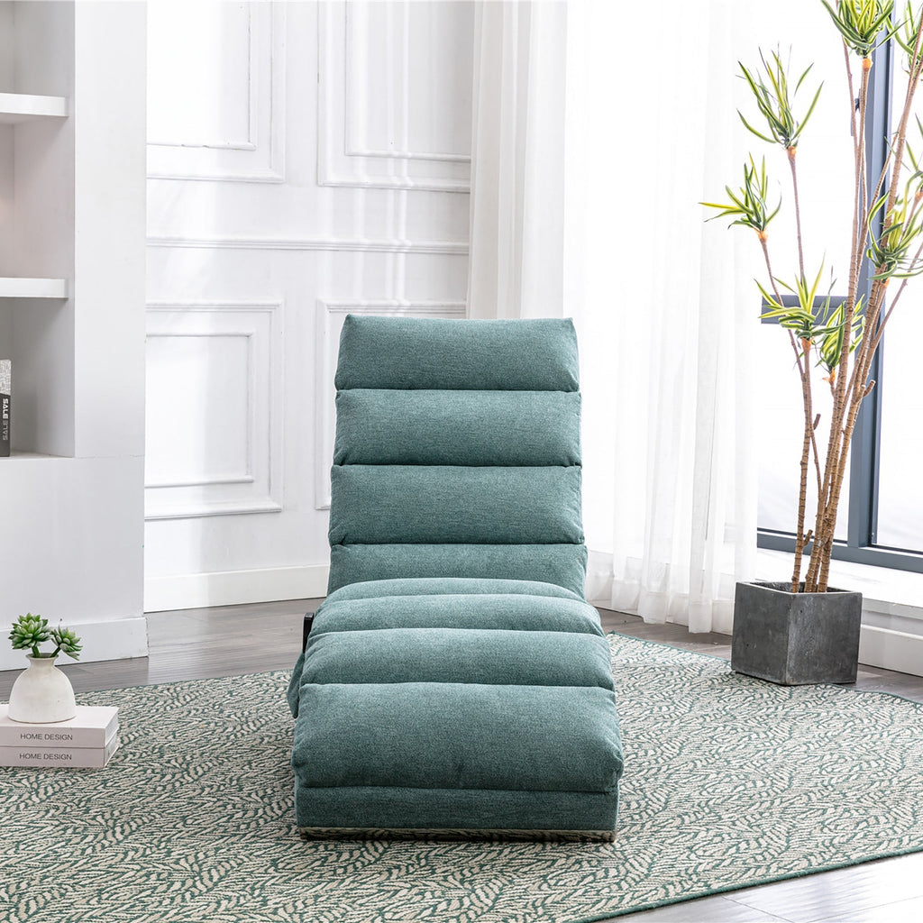 Ergonomic Electric Massage Chaise Lounge with Remote Control, Teal Linen Upholstery (W39539623) - Direct Wicker