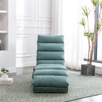 Ergonomic Electric Massage Chaise Lounge with Remote Control, Teal Linen Upholstery (W39539623) - Direct Wicker
