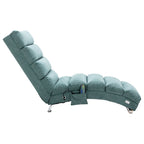 Ergonomic Electric Massage Chaise Lounge with Remote Control, Teal Linen Upholstery (W39539623) - Direct Wicker