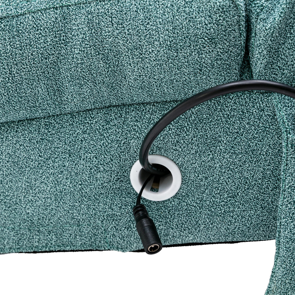 Ergonomic Electric Massage Chaise Lounge with Remote Control, Teal Linen Upholstery (W39539623) - Direct Wicker
