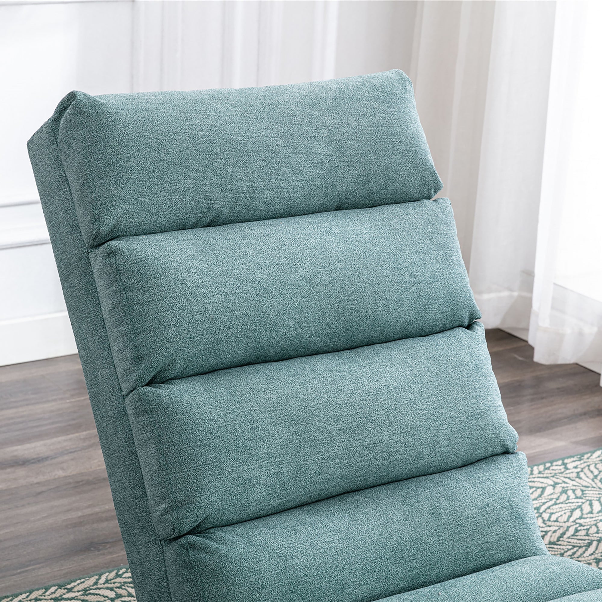 Ergonomic Electric Massage Chaise Lounge with Remote Control, Teal Linen Upholstery (W39539623) - Direct Wicker