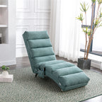Ergonomic Electric Massage Chaise Lounge with Remote Control, Teal Linen Upholstery (W39539623) - Direct Wicker