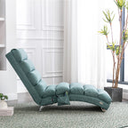 Ergonomic Electric Massage Chaise Lounge with Remote Control, Teal Linen Upholstery (W39539623) - Direct Wicker