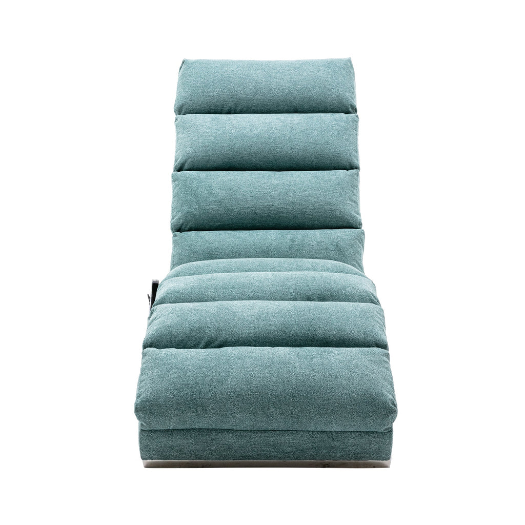 Ergonomic Electric Massage Chaise Lounge with Remote Control, Teal Linen Upholstery (W39539623) - Direct Wicker
