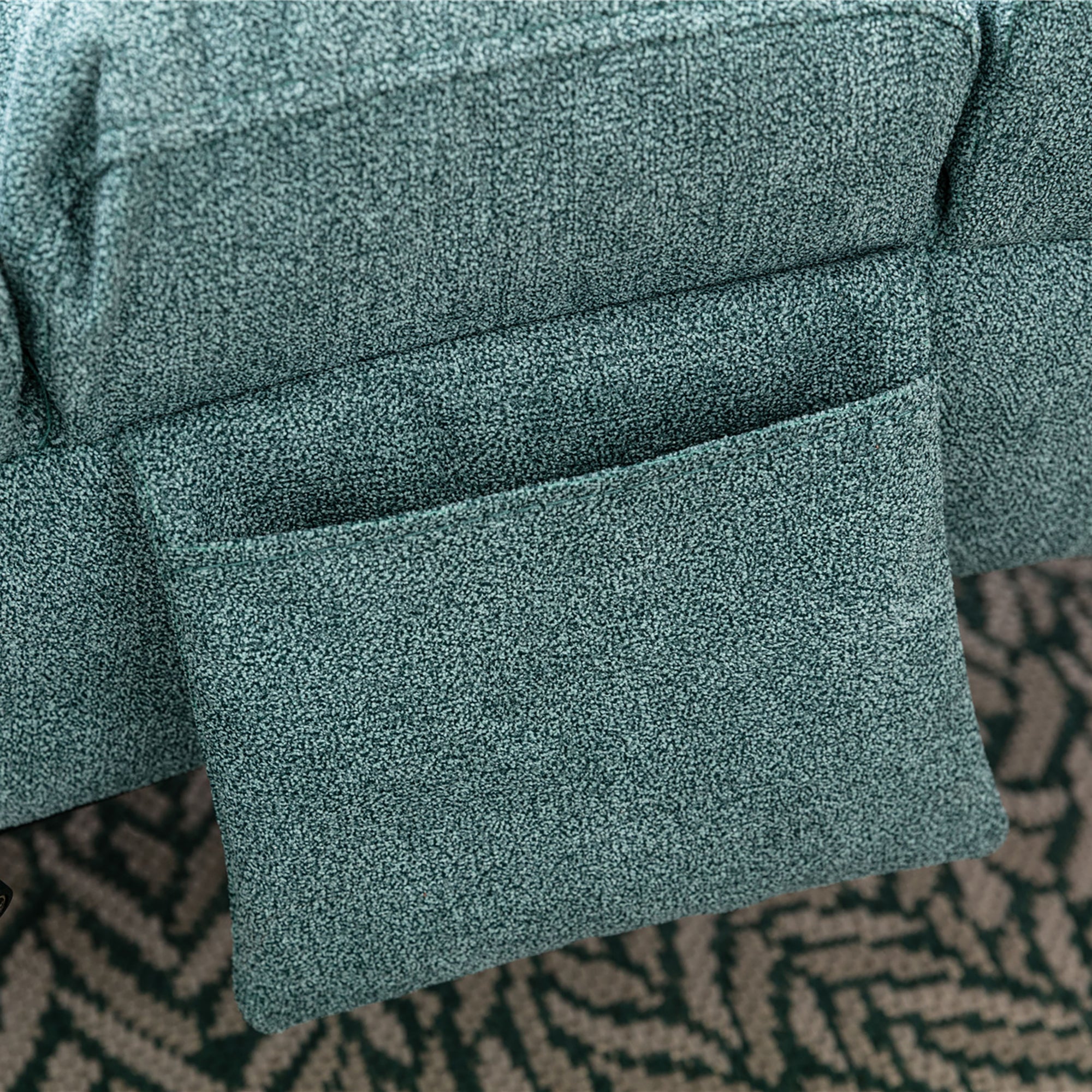 Ergonomic Electric Massage Chaise Lounge with Remote Control, Teal Linen Upholstery (W39539623) - Direct Wicker