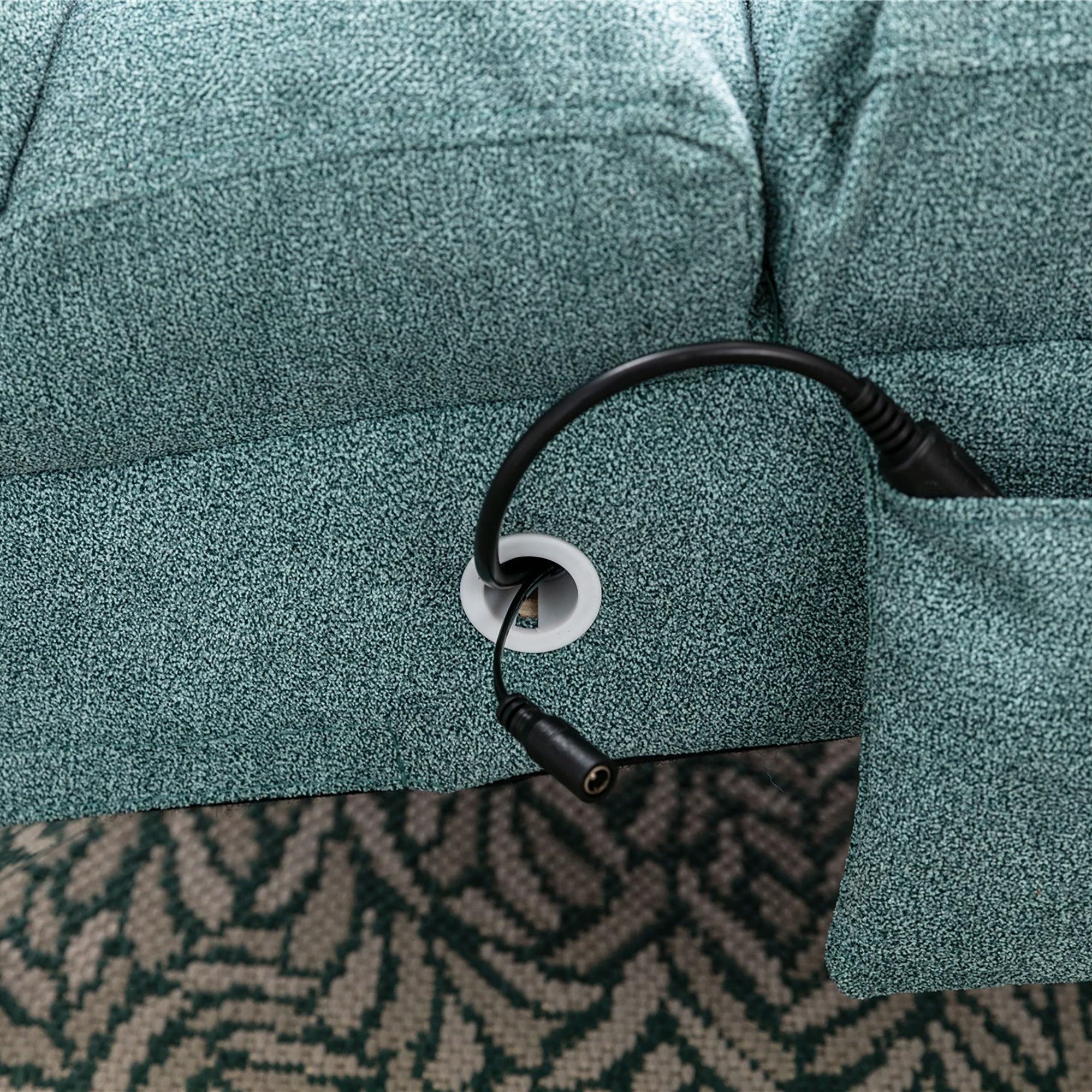 Ergonomic Electric Massage Chaise Lounge with Remote Control, Teal Linen Upholstery (W39539623) - Direct Wicker