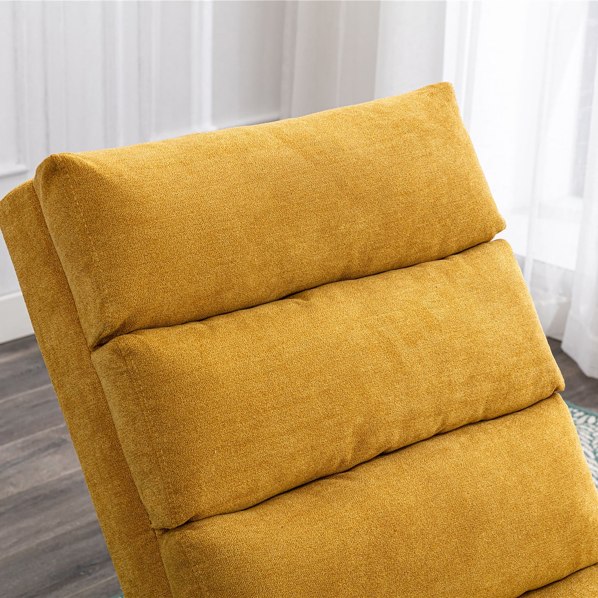 Ergonomic Linen Massage Chaise Lounge with Remote Control, Mustard Color, 5 Modes (W39539621) - Direct Wicker