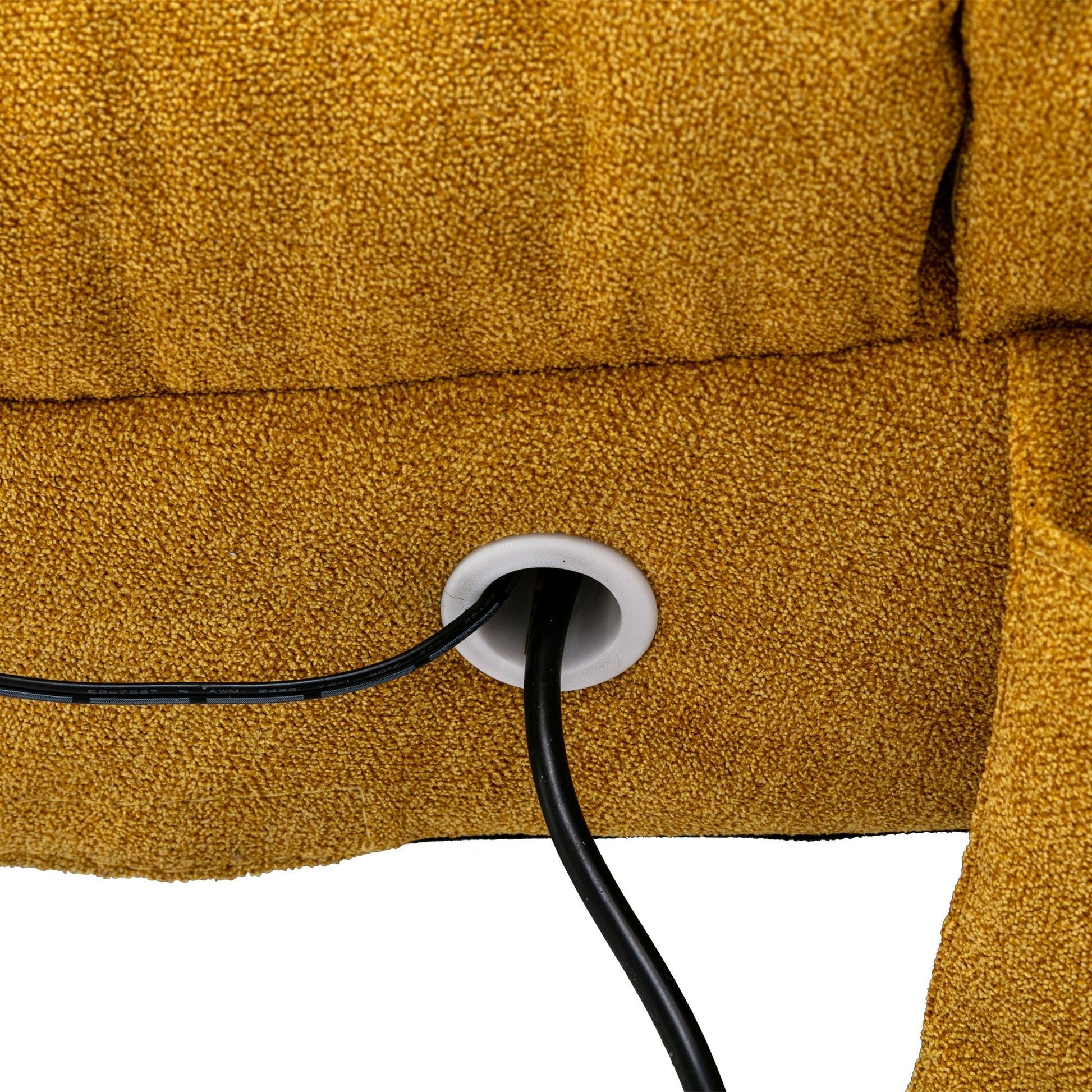Ergonomic Linen Massage Chaise Lounge with Remote Control, Mustard Color, 5 Modes (W39539621) - Direct Wicker