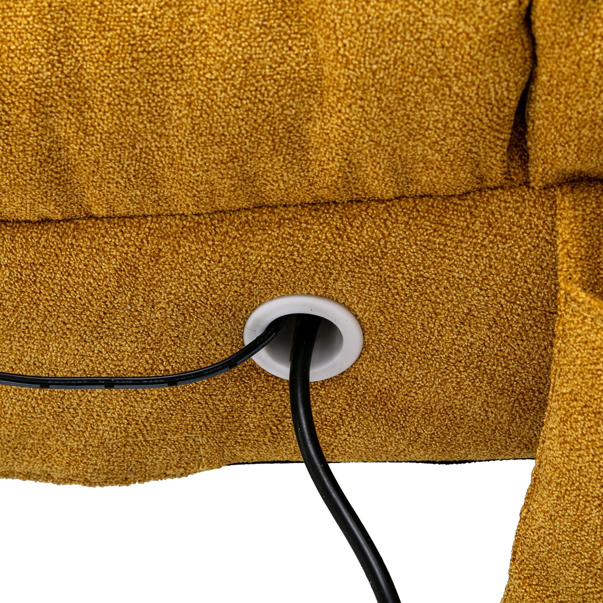 Ergonomic Linen Massage Chaise Lounge with Remote Control, Mustard Color, 5 Modes (W39539621) - Direct Wicker