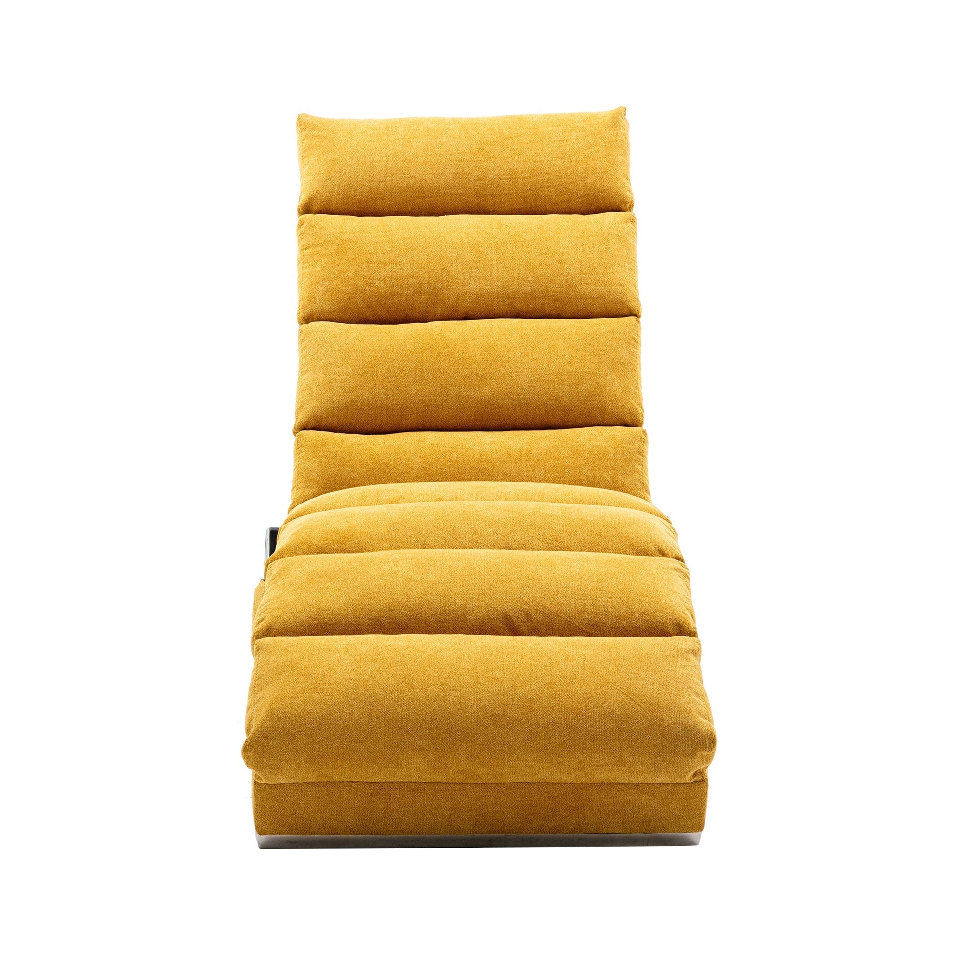 Ergonomic Linen Massage Chaise Lounge with Remote Control, Mustard Color, 5 Modes (W39539621) - Direct Wicker