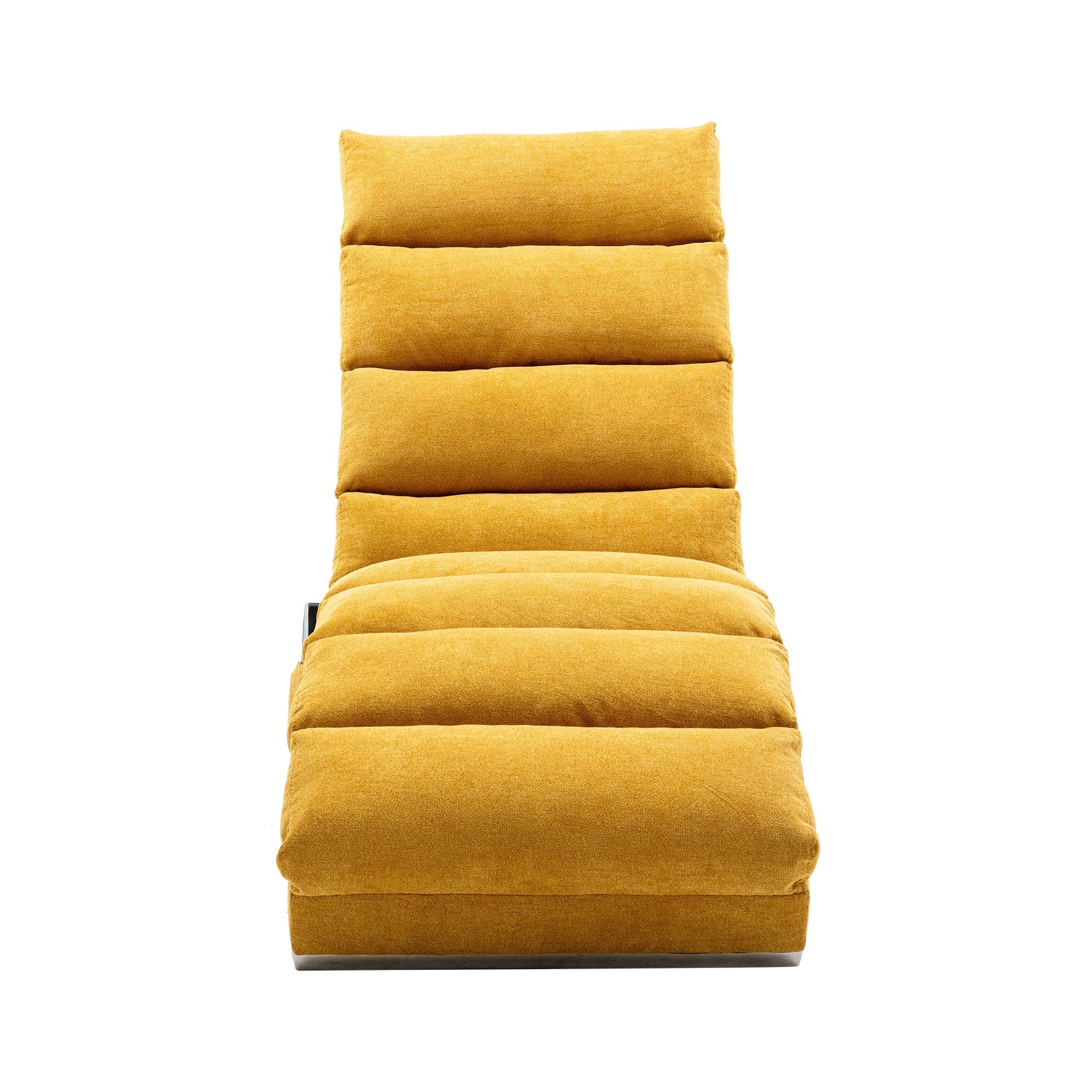 Ergonomic Linen Massage Chaise Lounge with Remote Control, Mustard Color, 5 Modes (W39539621) - Direct Wicker