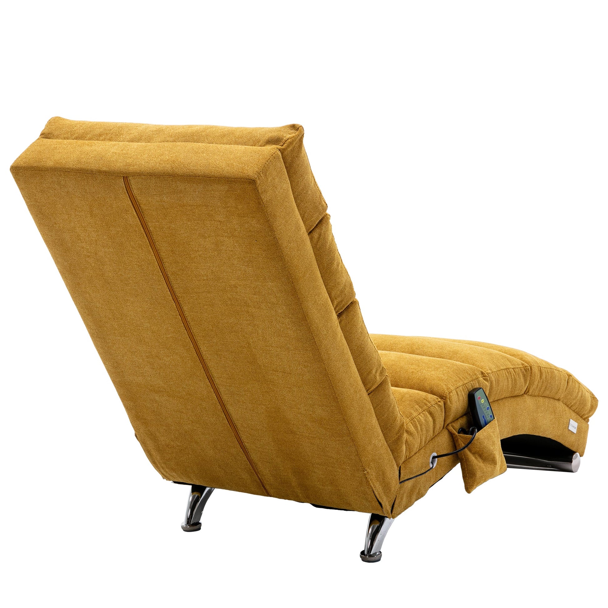 Ergonomic Linen Massage Chaise Lounge with Remote Control, Mustard Color, 5 Modes (W39539621) - Direct Wicker
