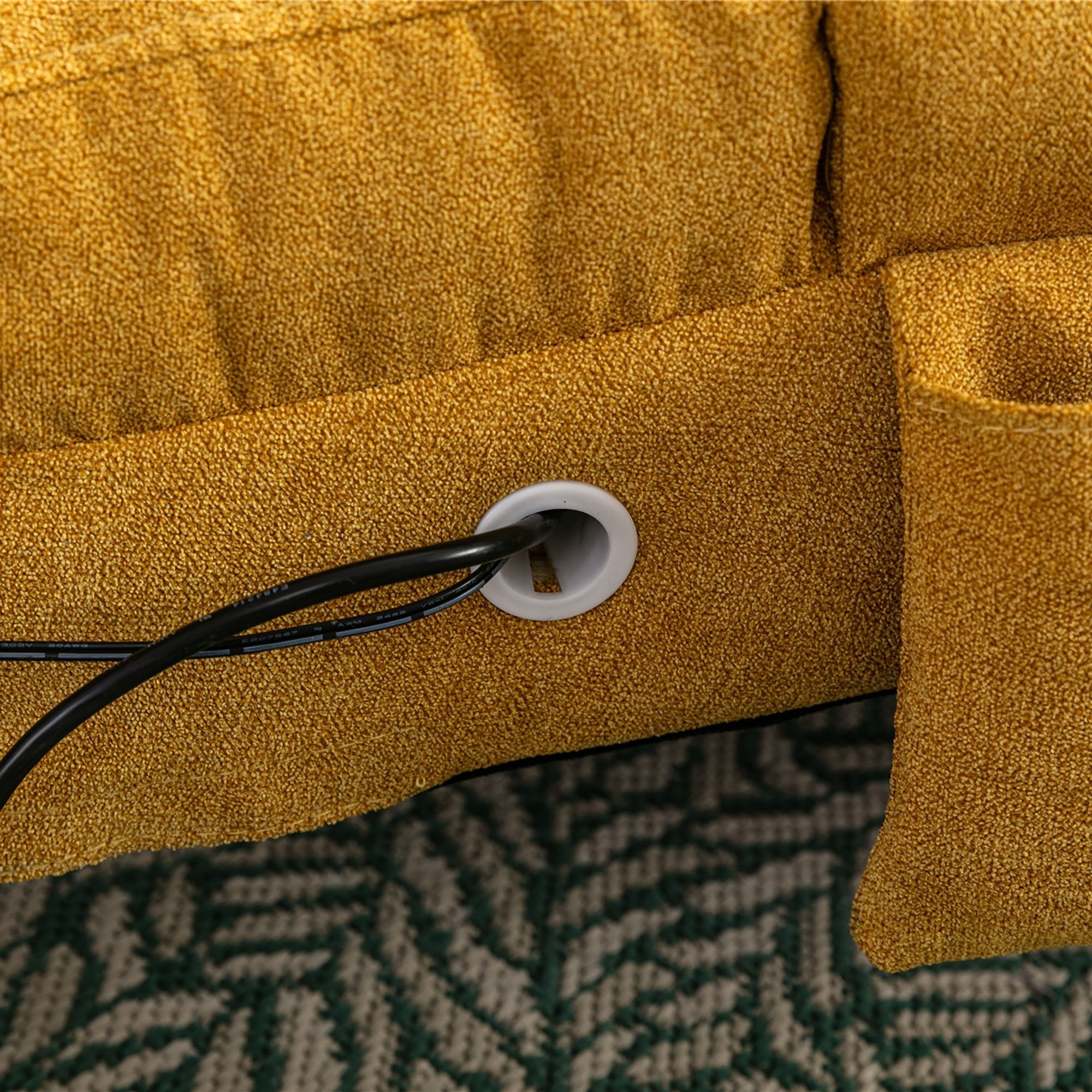 Ergonomic Linen Massage Chaise Lounge with Remote Control, Mustard Color, 5 Modes (W39539621) - Direct Wicker