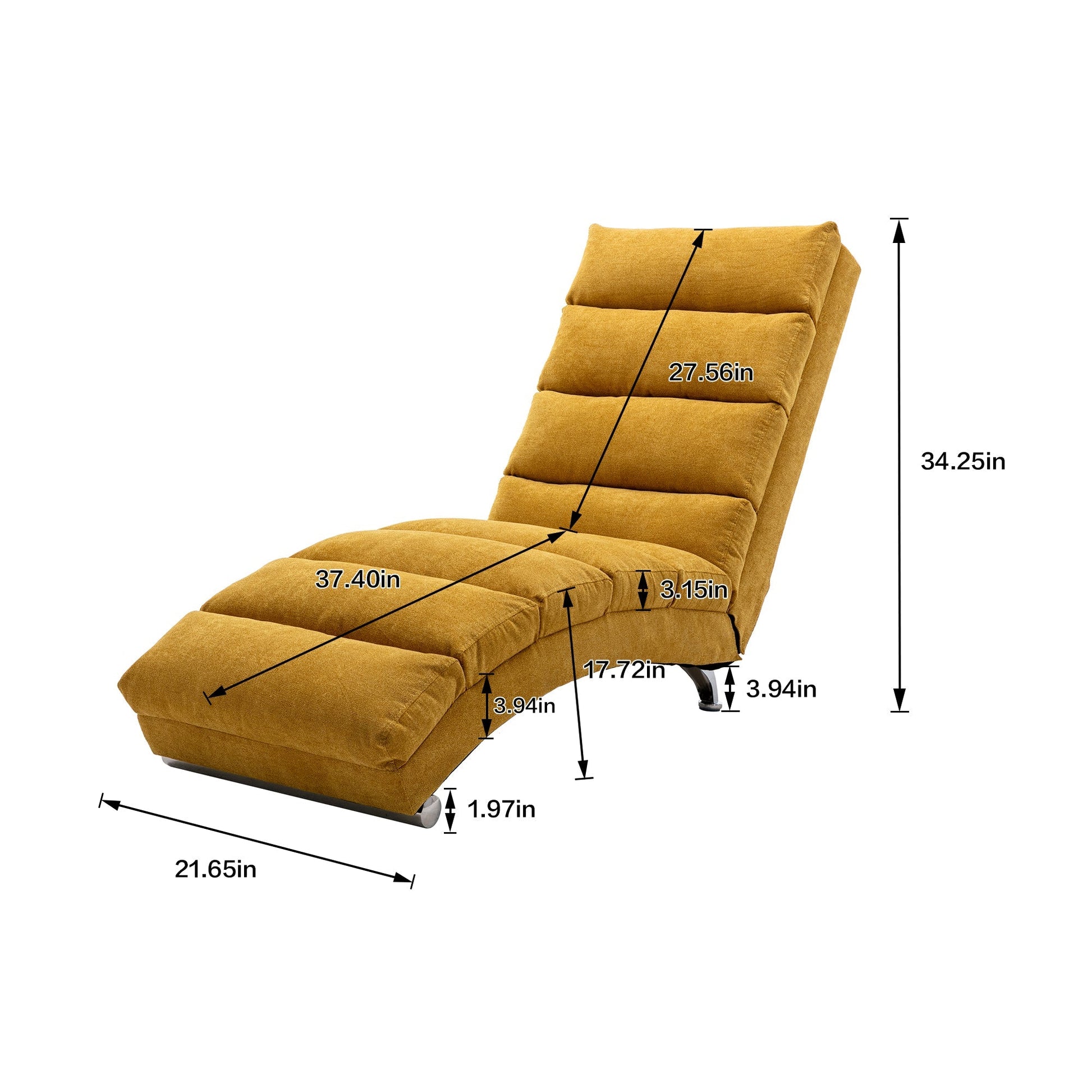 Ergonomic Linen Massage Chaise Lounge with Remote Control, Mustard Color, 5 Modes (W39539621) - Direct Wicker