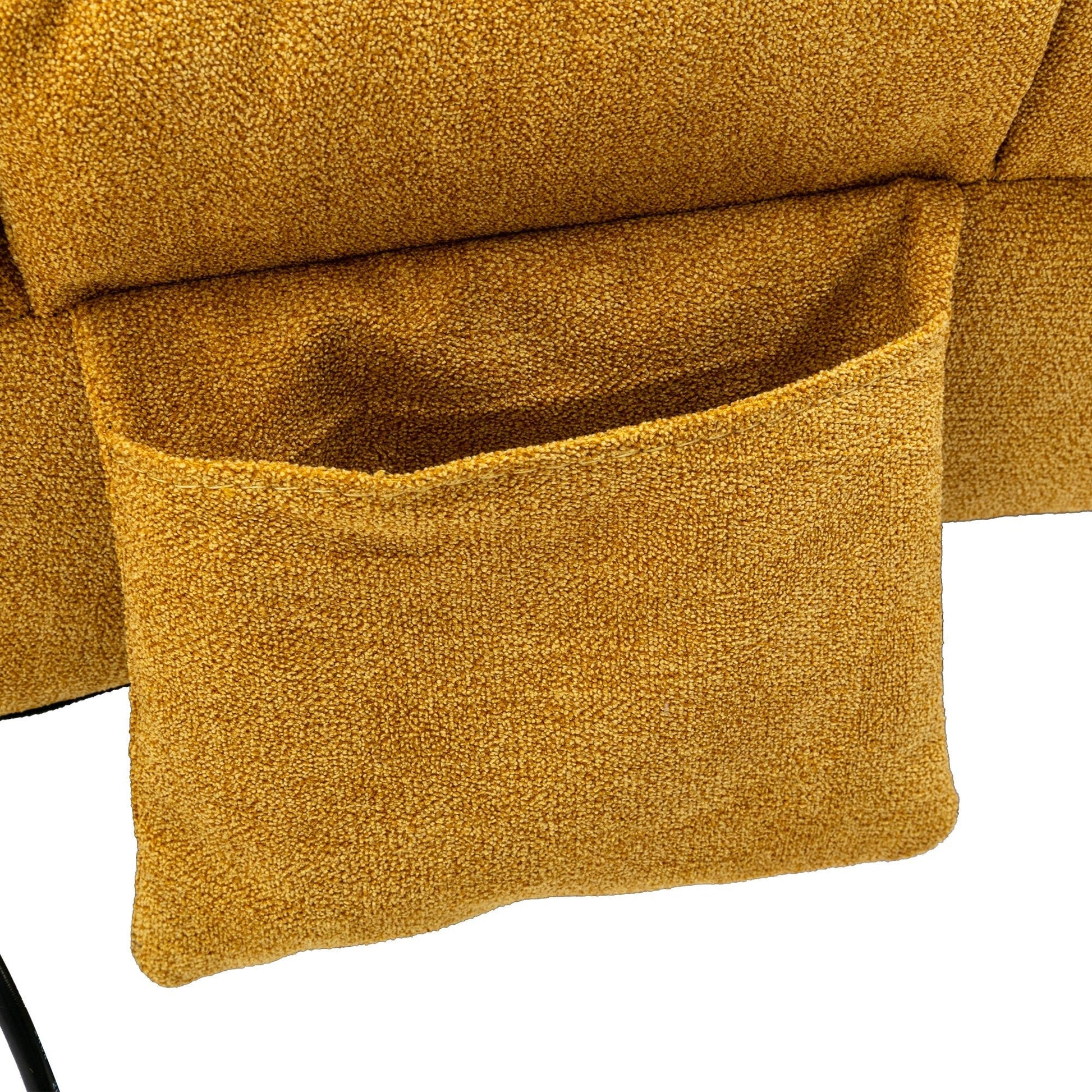 Ergonomic Linen Massage Chaise Lounge with Remote Control, Mustard Color, 5 Modes (W39539621) - Direct Wicker