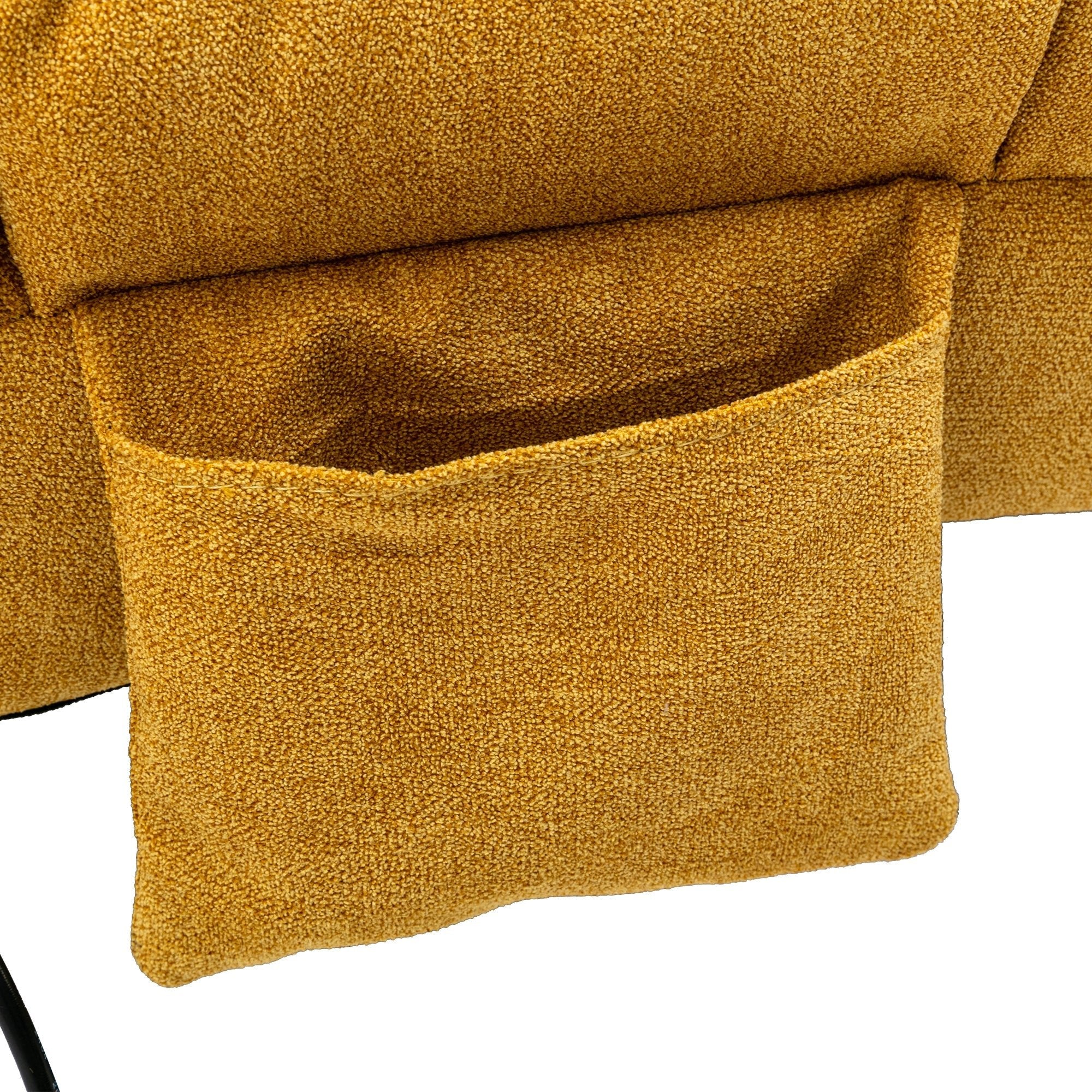 Ergonomic Linen Massage Chaise Lounge with Remote Control, Mustard Color, 5 Modes (W39539621) - Direct Wicker